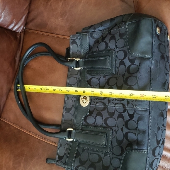 COACH 11063 Hampton Signature Black Canvas Carryall Tote - Picture 14 of 16